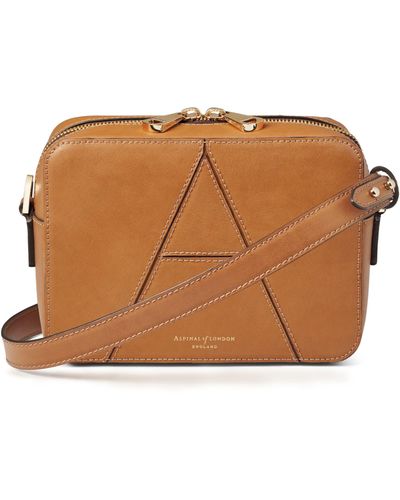 Aspinal of London Leather Camera 'a' Cross-body Bag - Brown