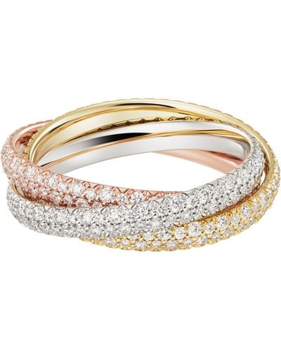 Cartier Small White, Yellow, Rose Gold And Diamond Trinity Ring - Metallic