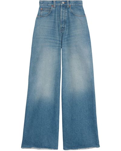 Gucci Horsebit-detail Wide-leg Jeans - Blue