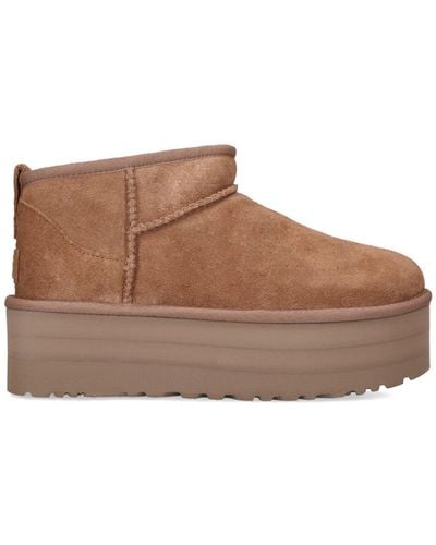 UGG Suede Classic Ultra Mini Platform Boots - Brown