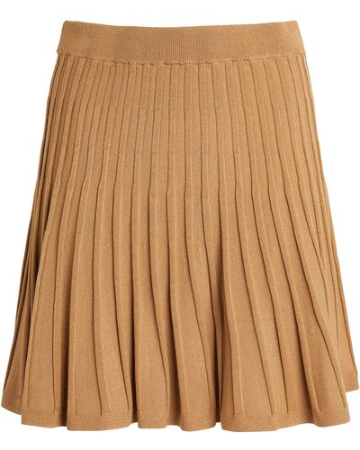 Yves Salomon Pleated A-line Mini Skirt - Brown