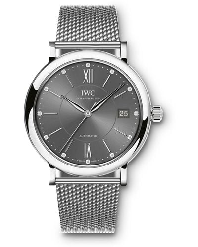 IWC Schaffhausen Stainless Steel And Diamond Portofino Automatic Watch 37mm - Gray