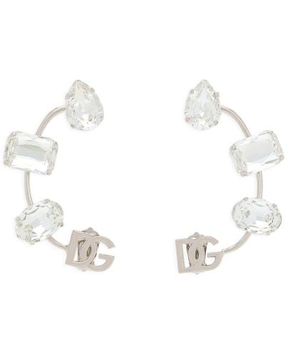 Dolce & Gabbana Rhinestone Dg Logo Ear Cuffs - White