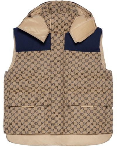 Gucci Padded Gg Gilet - Brown