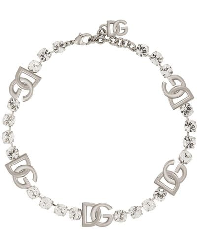 Dolce & Gabbana Crystal-embellished Dg Necklace - Metallic
