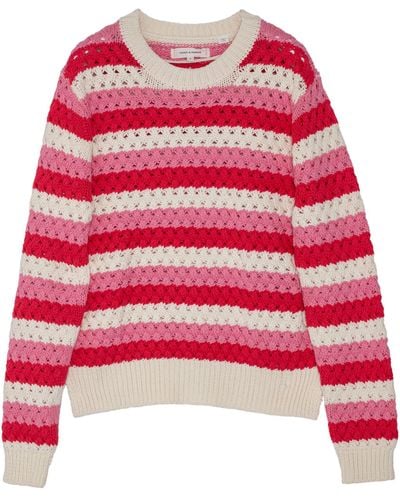 Chinti & Parker Crochet Striped Sweater - Red