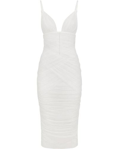 Dolce & Gabbana Ruched Midi Dress - White