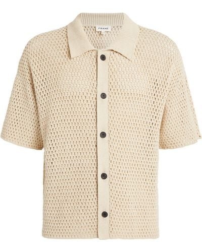 FRAME Crochet Short-sleeve Polo Shirt - Natural