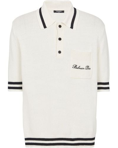 Balmain Logo Detail Polo Shirt - White