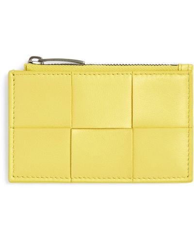Bottega Veneta Leather Cassette Zipped Card Holder - Yellow