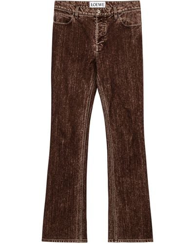 Loewe Distressed Bootcut Jeans - Brown
