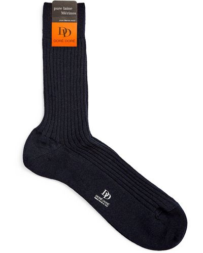 Doré Doré Wool Rib-knit Socks - Blue