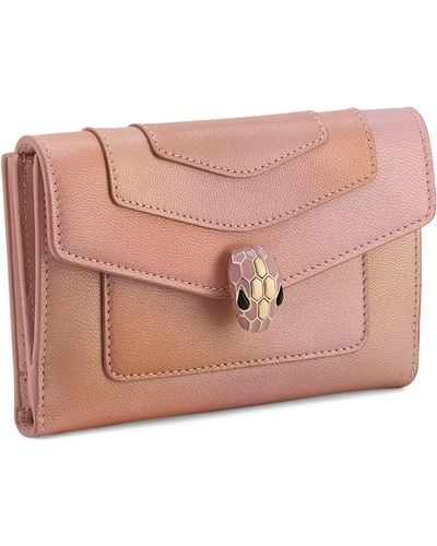 BVLGARI Large Goat Leather Serpenti Forever Wallet - Pink