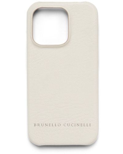 Brunello Cucinelli Leather Iphone 14 Pro Max Case - White