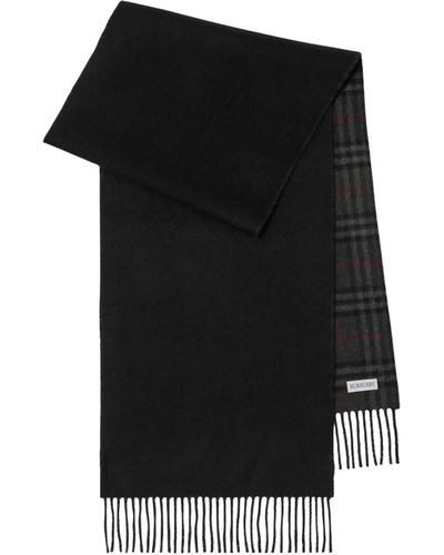 Burberry Cashmere Reversible Check Scarf - Black