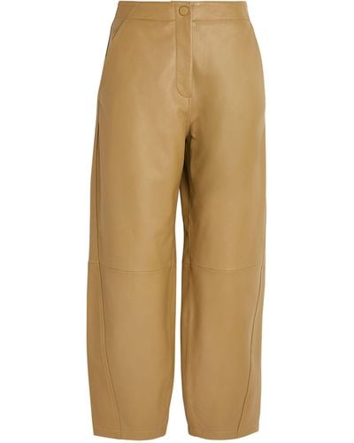 Yves Salomon Leather Cropped Pants - Natural