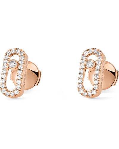 Messika Rose Gold And Diamond Move Uno Stud Earrings - Natural
