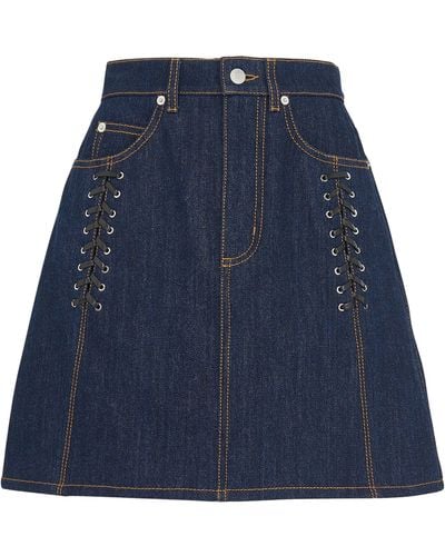 Alexander McQueen Denim Lace-detail Mini Skirt - Blue