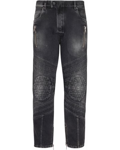 Balmain Biker-detail Jeans - Grey