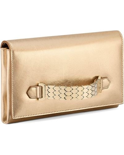 BVLGARI Leather Cocktail Clutch Bag - Natural