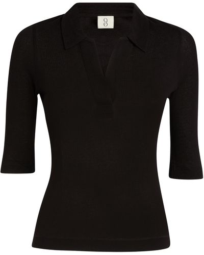 NINETY PERCENT Organic Cotton Tadeo Polo Shirt - Black
