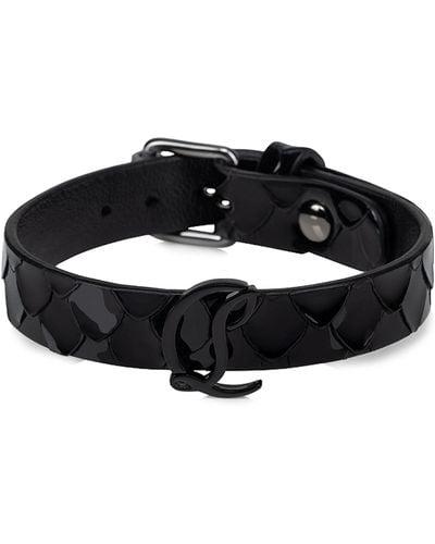 Christian Louboutin Embossed Leather Cl Logo Bracelet - Black