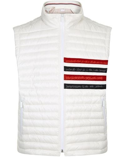 Thom Browne 4-bar Quilted Down Satin Tech Vest - White