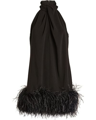 16Arlington Feather-trim Cynthia Mini Dress - Black
