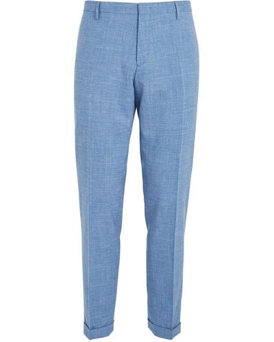 Paul Smith Wool-linen Slim Pants - Blue