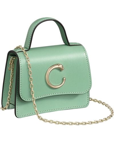 Cartier Mini Calfskin Panthère De Top-handle Bag - Green