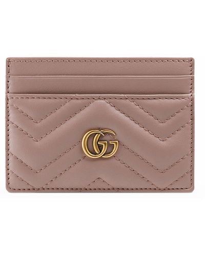 Gucci Leather Gg Marmont Card Holder - Brown