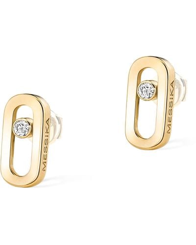 Messika Yellow Gold And Diamond Move Uno Earrings - Metallic