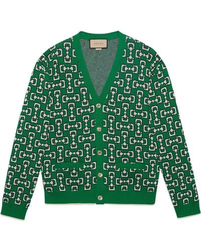 Gucci Cotton Horsebit Cardigan - Green