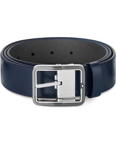 Montblanc Leather Reversible Belt - Blue