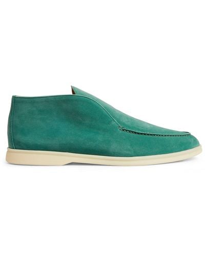Loro Piana Suede Open Walk Ankle Boots - Green