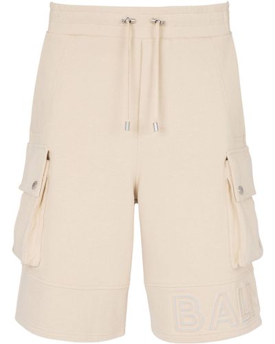Balmain Cotton Logo Shorts - Natural