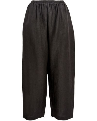 Eskandar Linen Japanese Trousers - Black