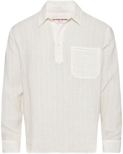 Orlebar Brown Linen Striped Shanklin Shirt - White