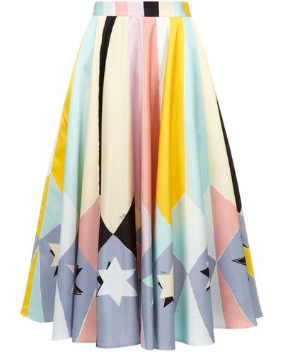 Emilio Pucci Abstract Star Print Midi Skirt - Blue