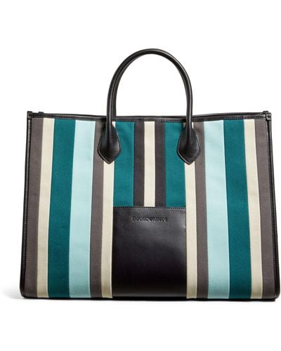 Emporio Armani Striped Tote Bag - Blue