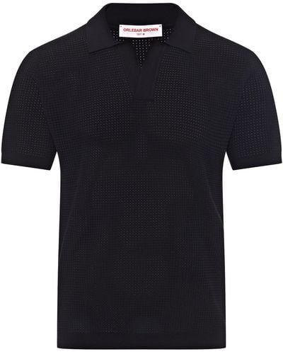 Orlebar Brown Open-knit Roddy Polo Shirt - Black