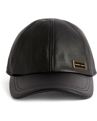Emporio Armani Leather Logo Baseball Cap - Black