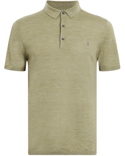 AllSaints Merino Wool Mode Polo Shirt - Green