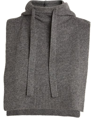 Yves Salomon Wool-cashmere Hooded Scarf - Gray