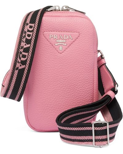 Prada Mini Leather Cross-body Bag - Pink