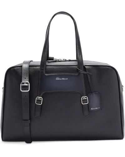 Santoni Leather Weekend Bag - Black