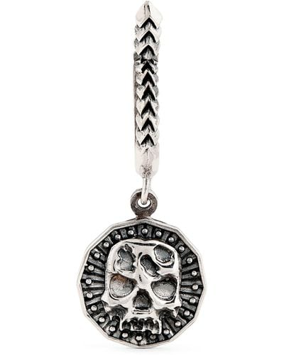 Emanuele Bicocchi Sterling Silver Skull Coin Single Earring - Metallic