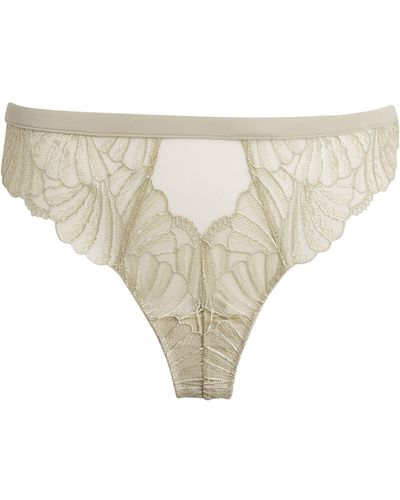 Calvin Klein Lace Embroidered Thong - Natural