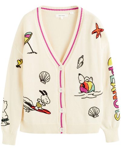 Chinti & Parker Cotton Snoopy Summer Cardigan - Natural