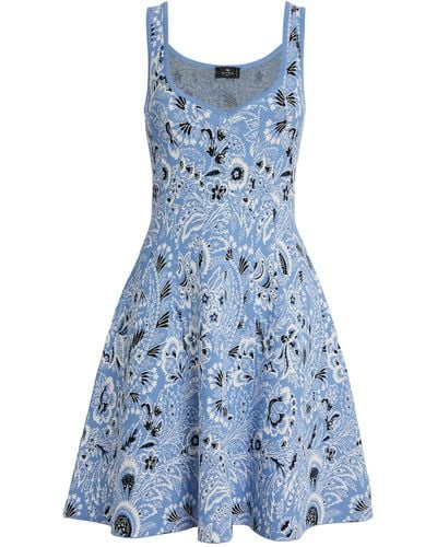 Etro Floral Sleeveless Mini Dress - Blue